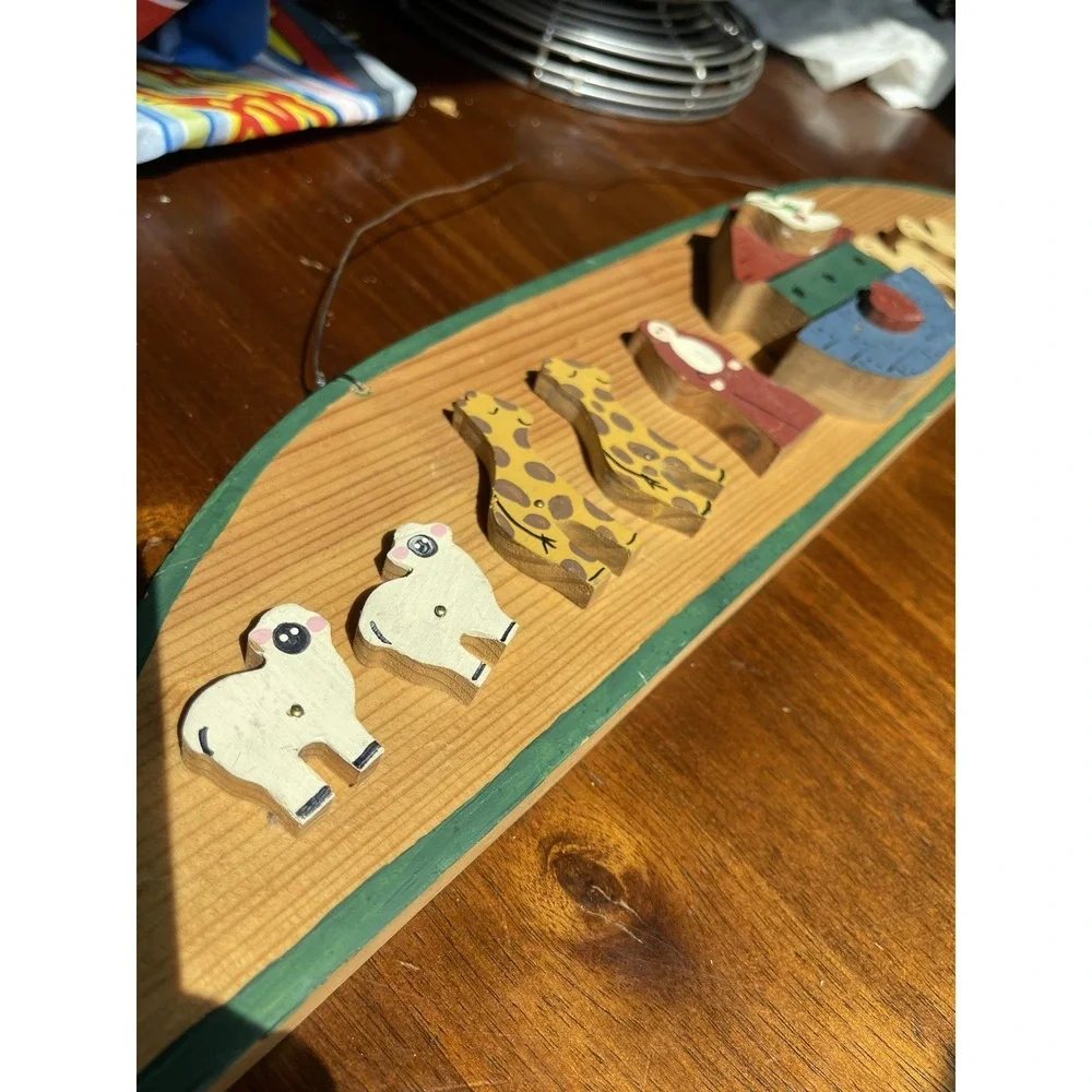 Vintage Hand Carved Noah's Ark‎ Wall Art Painted Sign